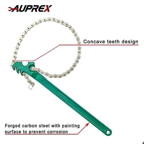 AUPREX 16 Inch Adjustable Chain Oil Filter Wrench Heavy Duty Pipe Fitter Tool | Fits 1.5” to 8” thumbnail 5