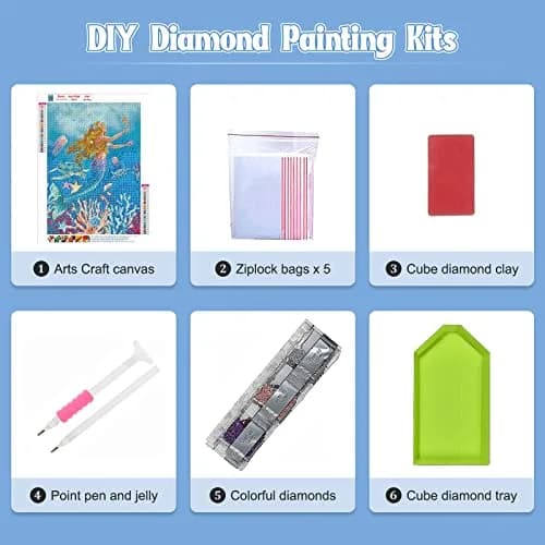 NAIMOER Mermaid Diamond Art Kits for Adults, 5D Full Drill Nautical Fish Painting 30cm x 40cm | DIY Craft for Home Wall Decor thumbnail 6