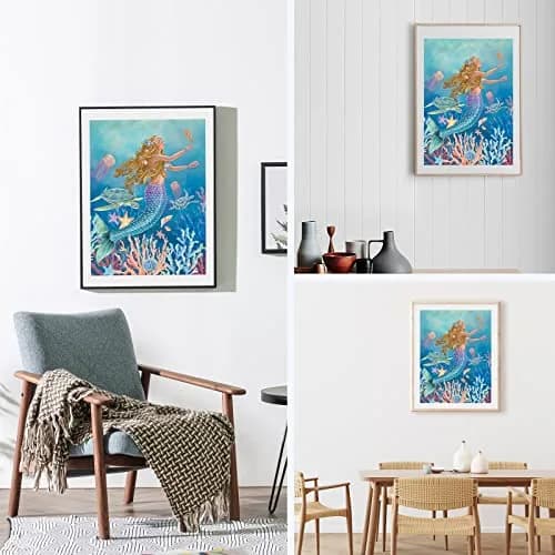 NAIMOER Mermaid Diamond Art Kits for Adults, 5D Full Drill Nautical Fish Painting 30cm x 40cm | DIY Craft for Home Wall Decor thumbnail 3
