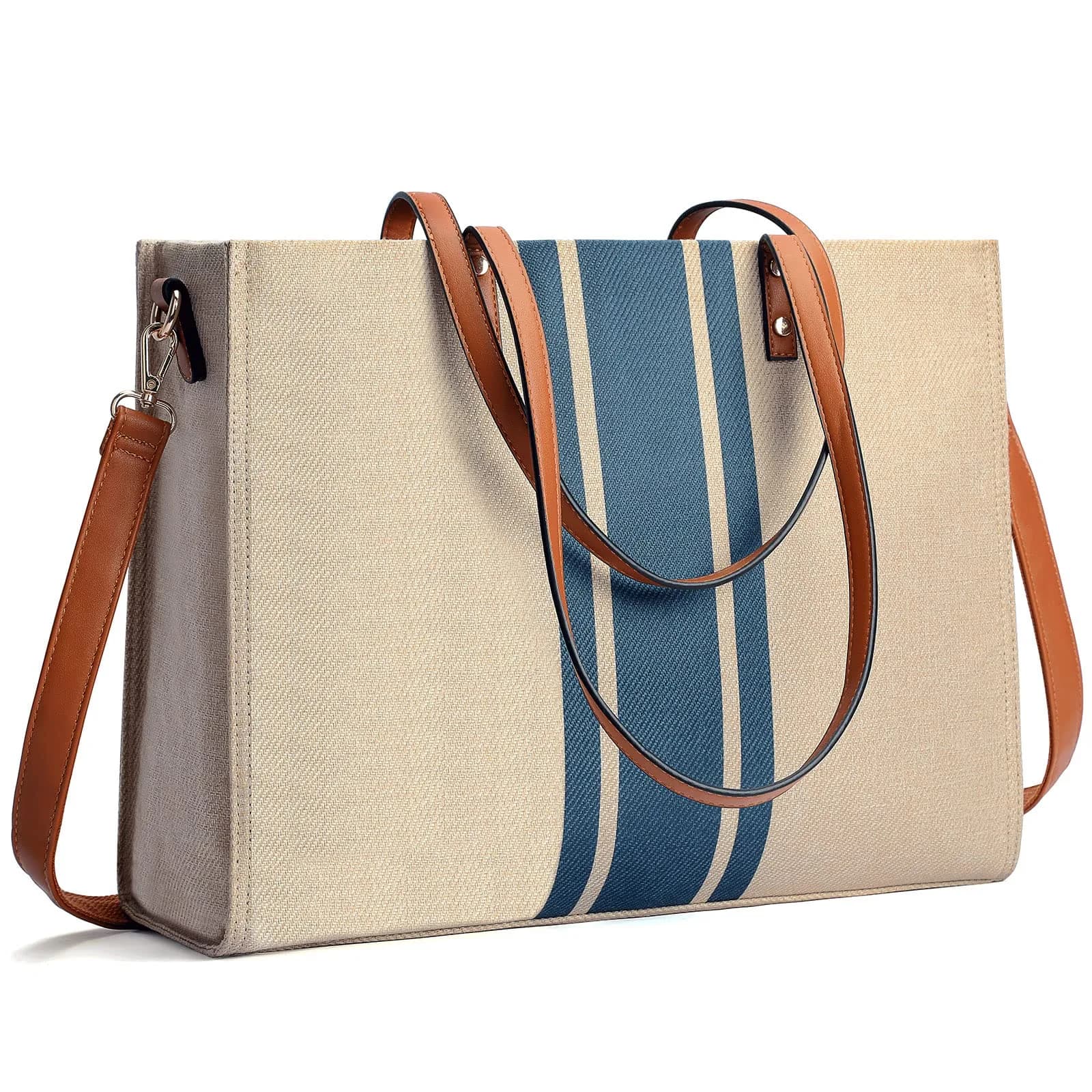 BOLOSTA Laptop Tote Bag for Women Fits 15.6 Inch | Large Canvas Work Tote for Travel & Daily Use — Blue