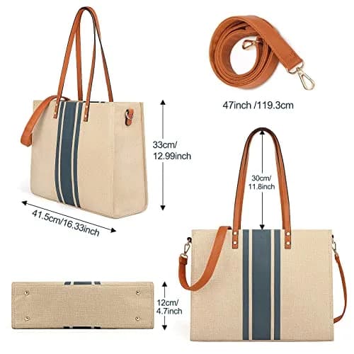 BOLOSTA Laptop Tote Bag for Women Fits 15.6 Inch | Stylish Canvas Work Tote for Travel & Daily Use thumbnail 6