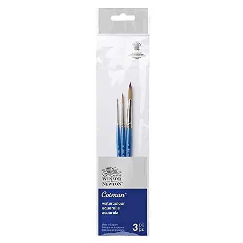 Winsor & Newton Cotman Watercolour Brush Pack, Short Handle, 3 pack, #2 | Synthetic, Durable, Easy to Clean thumbnail 1
