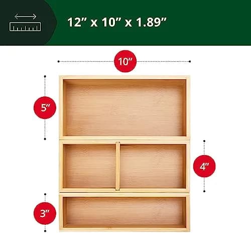 ROYAL CRAFT WOOD Luxury Bamboo Drawer Organizer Storage Box, Bin Set - Multi-Use Drawer Organizer for Kitchen, Bathroom, Office Desk, Makeup, Jewelry (3 Boxes) thumbnail 2