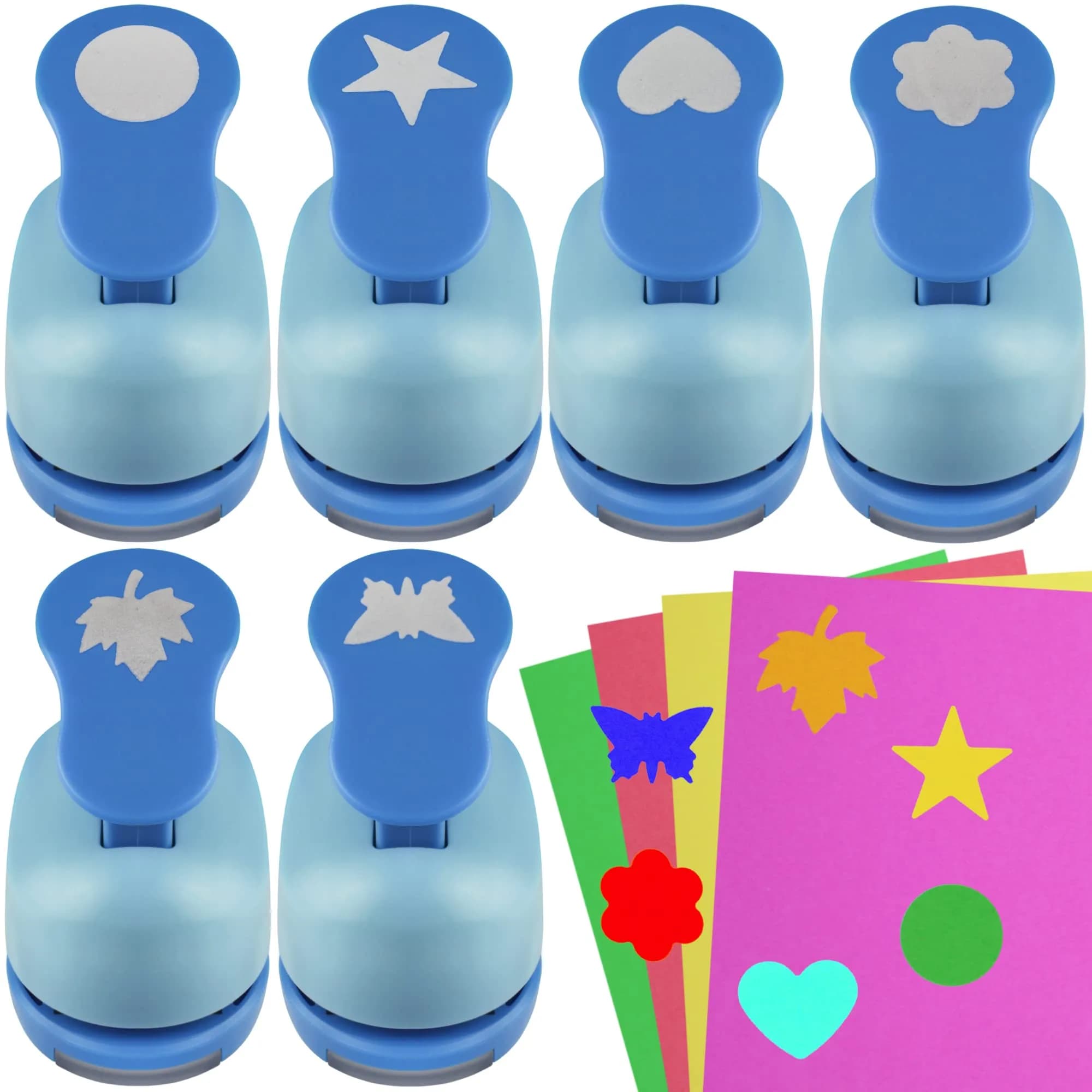 ECOHU Set of 6 Craft Hole Punches 1-inch Shapes | DIY Paper Crafting Tool