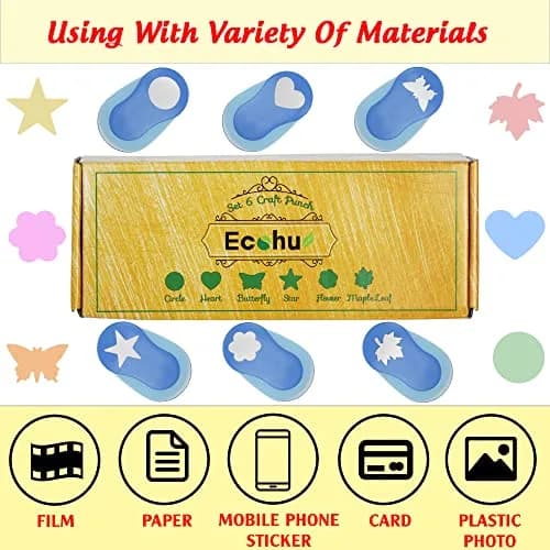 ECOHU Set of 6 Craft Hole Punches 1-inch Shapes | DIY Paper Crafting Tool thumbnail 3