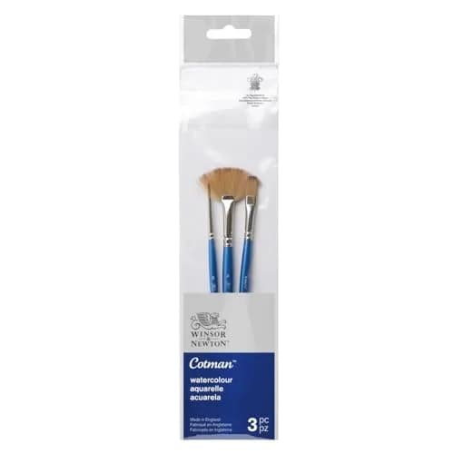 Winsor & Newton Cotman Watercolour Brush Pack, Short Handle, 3 pack, #3 | Synthetic Fibres, Durable, Easy Clean thumbnail 1