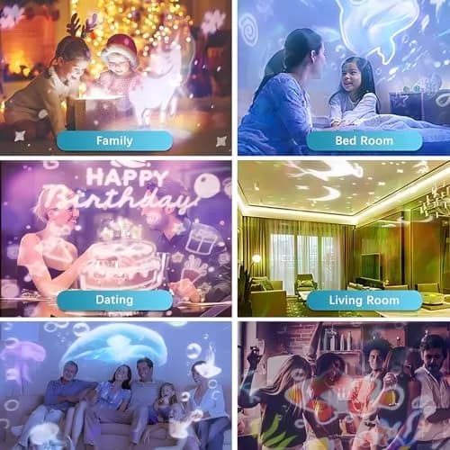 ONXE Ocean Kids Night Light Projector with 7 Films & Timer | 360° Rotating Jellyfish Lamp thumbnail 5