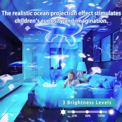 ONXE Ocean Kids Night Light Projector with 7 Films & Timer | 360° Rotating Jellyfish Lamp thumbnail 6