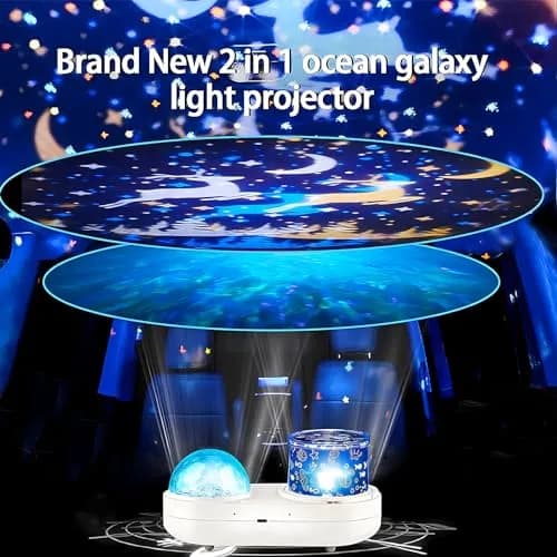 ONXE Ocean Kids Night Light Projector with 7 Films & Timer | 360° Rotating Jellyfish Lamp thumbnail 2