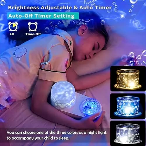 ONXE Ocean Kids Night Light Projector with 7 Films & Timer | 360° Rotating Jellyfish Lamp thumbnail 3
