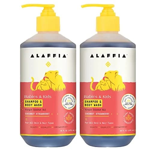 Alaffia Babies & Kids Shampoo & Body Wash, Coconut Strawberry 2-Pack, 16 Oz | Gentle, Plant-Based, Paraben & Sulfate Free thumbnail 1