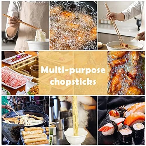 Rockhouse Beech Wood Cooking Chopsticks 42cm (16.5") | Anti-Slip Texture for Frying & Hotpot thumbnail 6
