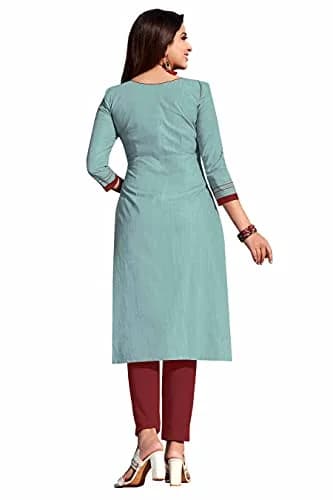 Miraan Women's Cotton Printed Kurti Large Green 41 inches (L) thumbnail 2