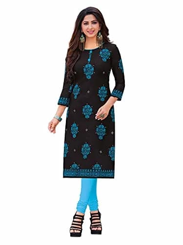 Miraan Women's Cotton Printed Kurti Small Black | Stylish, Comfortable & Ethnic thumbnail 1