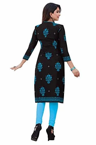Miraan Women's Cotton Printed Kurti Small Black | Stylish, Comfortable & Ethnic thumbnail 2