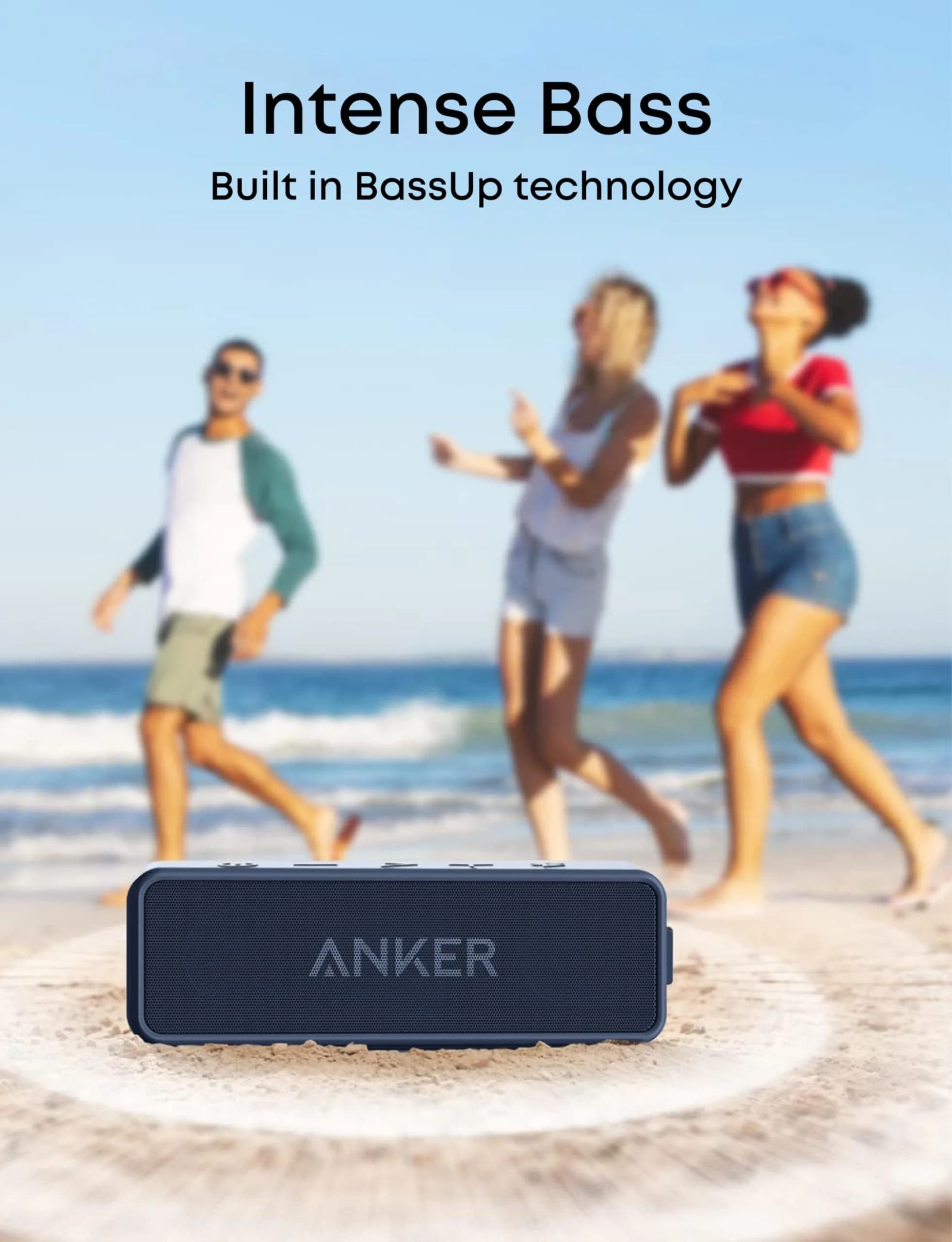 Anker Soundcore 2 Portable Bluetooth Speaker, Navy Blue | 12W Stereo Sound, IPX7 Waterproof, 24-Hour Playtime - view 7