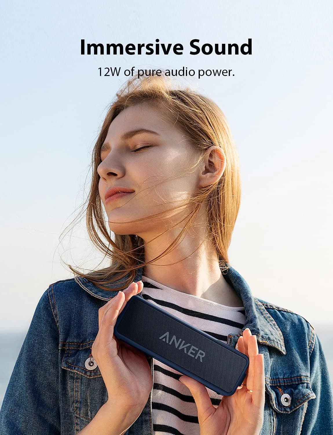 Anker Soundcore 2 Portable Bluetooth Speaker, Navy Blue | 12W Stereo Sound, IPX7 Waterproof, 24-Hour Playtime - view 4
