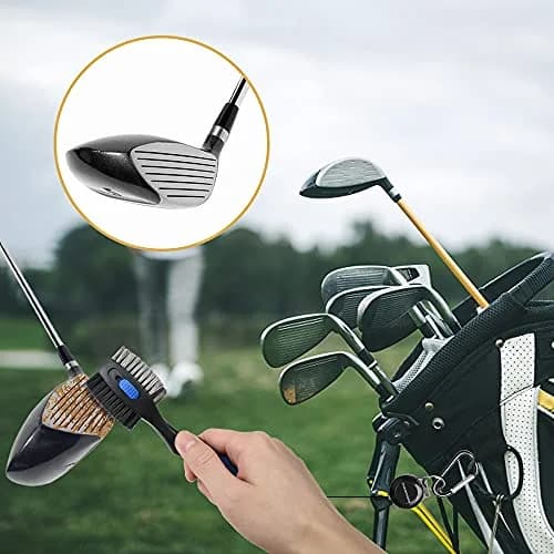 THIODOON Golf Club Brush and Groove Cleaner 2 Pack with 2 ft Retractable Zipline Carabiner, Oversized Brush Head, Black & Blue thumbnail 7
