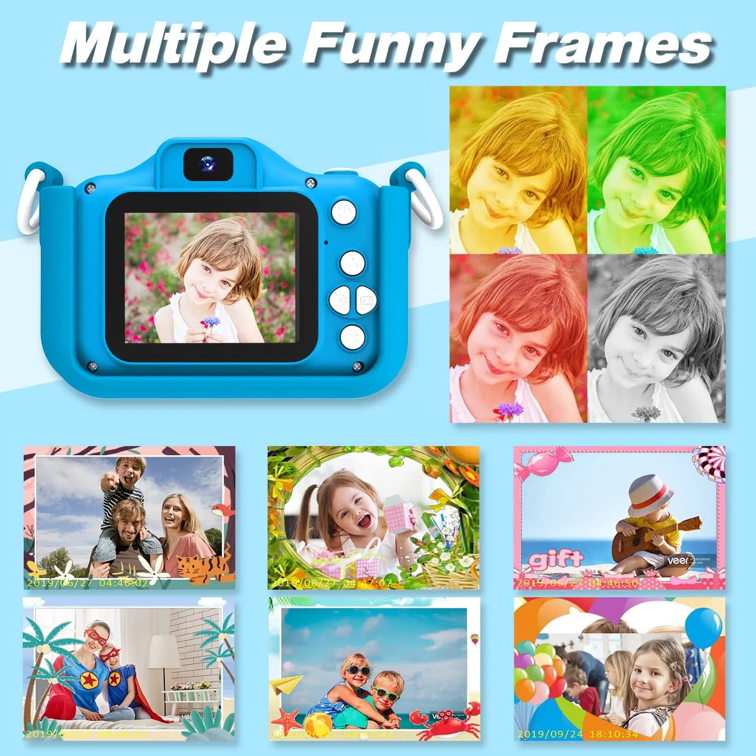 Goopow Kids Camera Toys for 3-8 Year Old Girls Boys, Children Digital Video Camcorder Camera with Cartoon Soft Cover, Best Chritmas Birthday Festival Gift for Kids - 32G SD Card Included - view 5