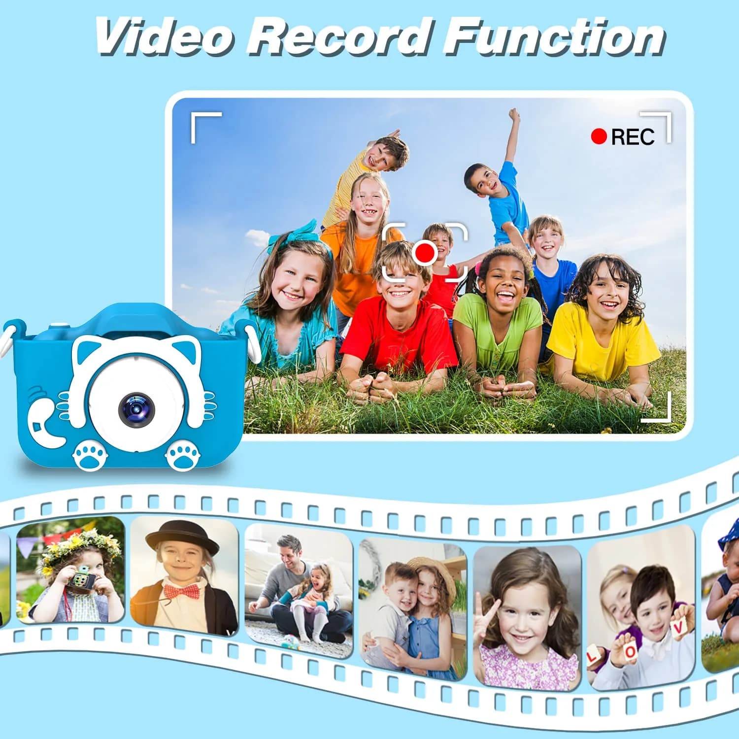 Goopow Kids Camera Toys for 3-8 Year Old Girls Boys, Children Digital Video Camcorder Camera with Cartoon Soft Cover, Best Chritmas Birthday Festival Gift for Kids - 32G SD Card Included - view 6