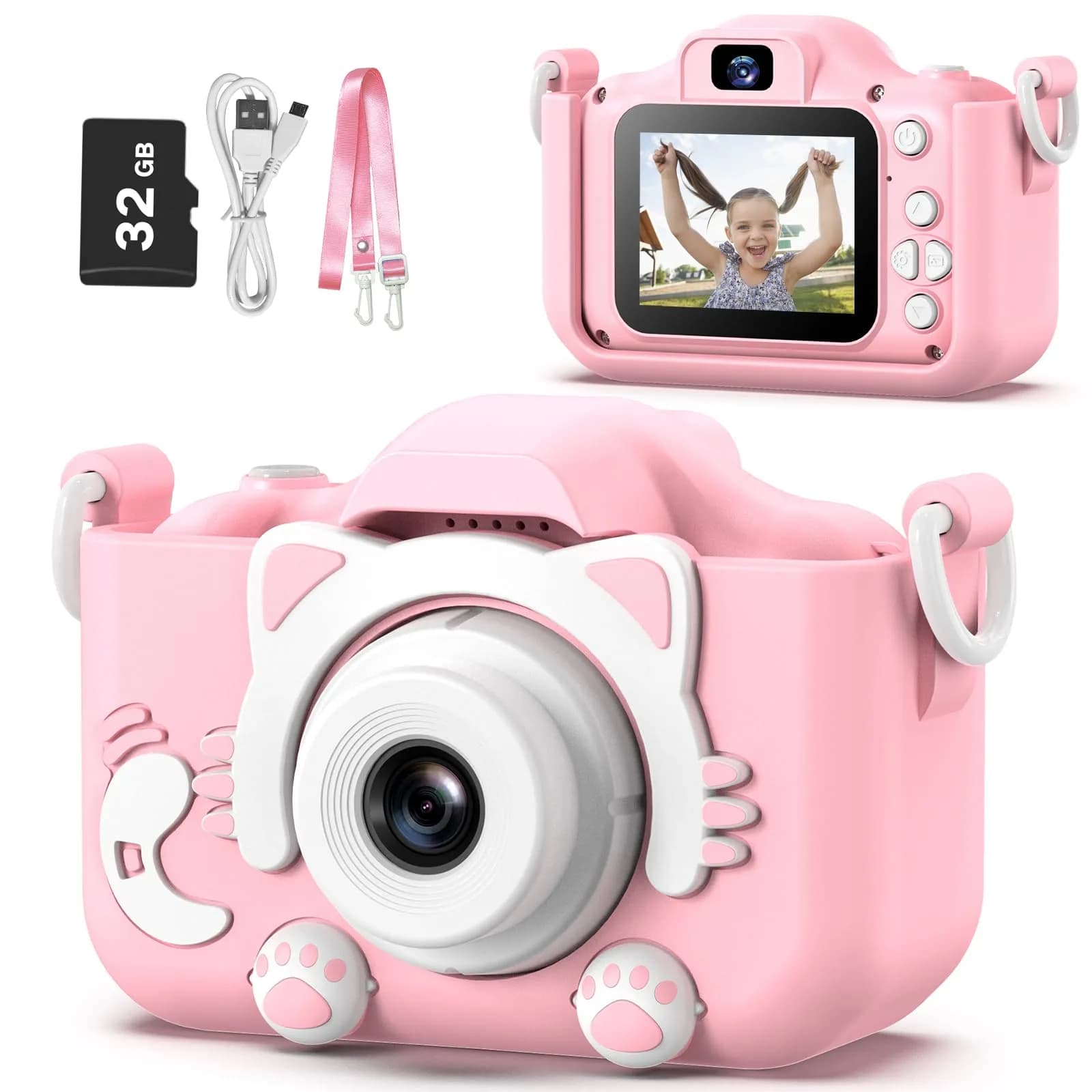 Goopow Kids Camera Toys for 3-8 Year Old Girls Boys, Children Digital Video Camcorder Camera with Cartoon Soft Cover, Best Chritmas Birthday Festival Gift for Kids - main product image