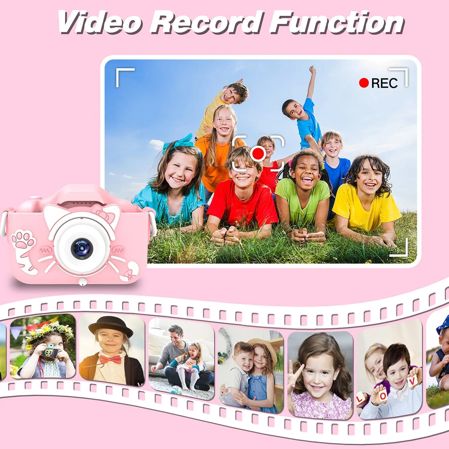 Goopow Kids Camera Toys for 3-8 Year Old Girls Boys, Children Digital Video Camcorder Camera with Cartoon Soft Cover, Best Chritmas Birthday Festival Gift for Kids - view 6
