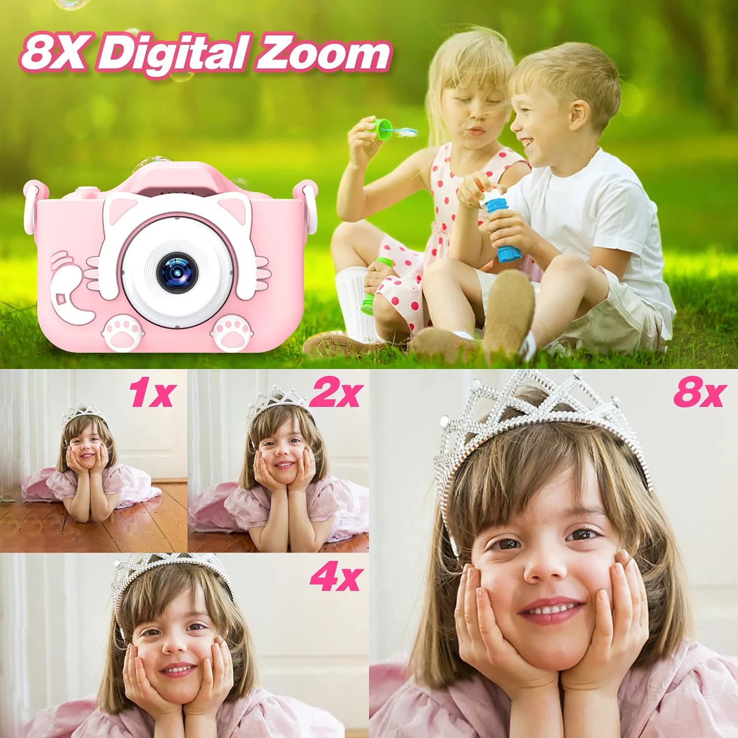 Goopow Kids Camera Toys for 3-8 Year Old Girls Boys, Children Digital Video Camcorder Camera with Cartoon Soft Cover, Best Chritmas Birthday Festival Gift for Kids - view 7