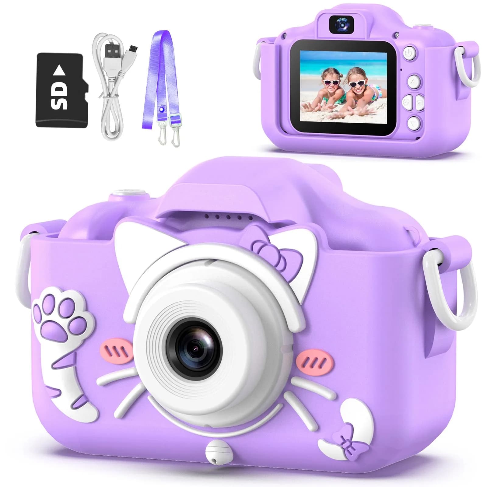 Goopow Kids Camera Toys Purple-Cat Edition for 3-8 Year Olds | Educational & Non-Toxic Digital Video Camcorder - main product image