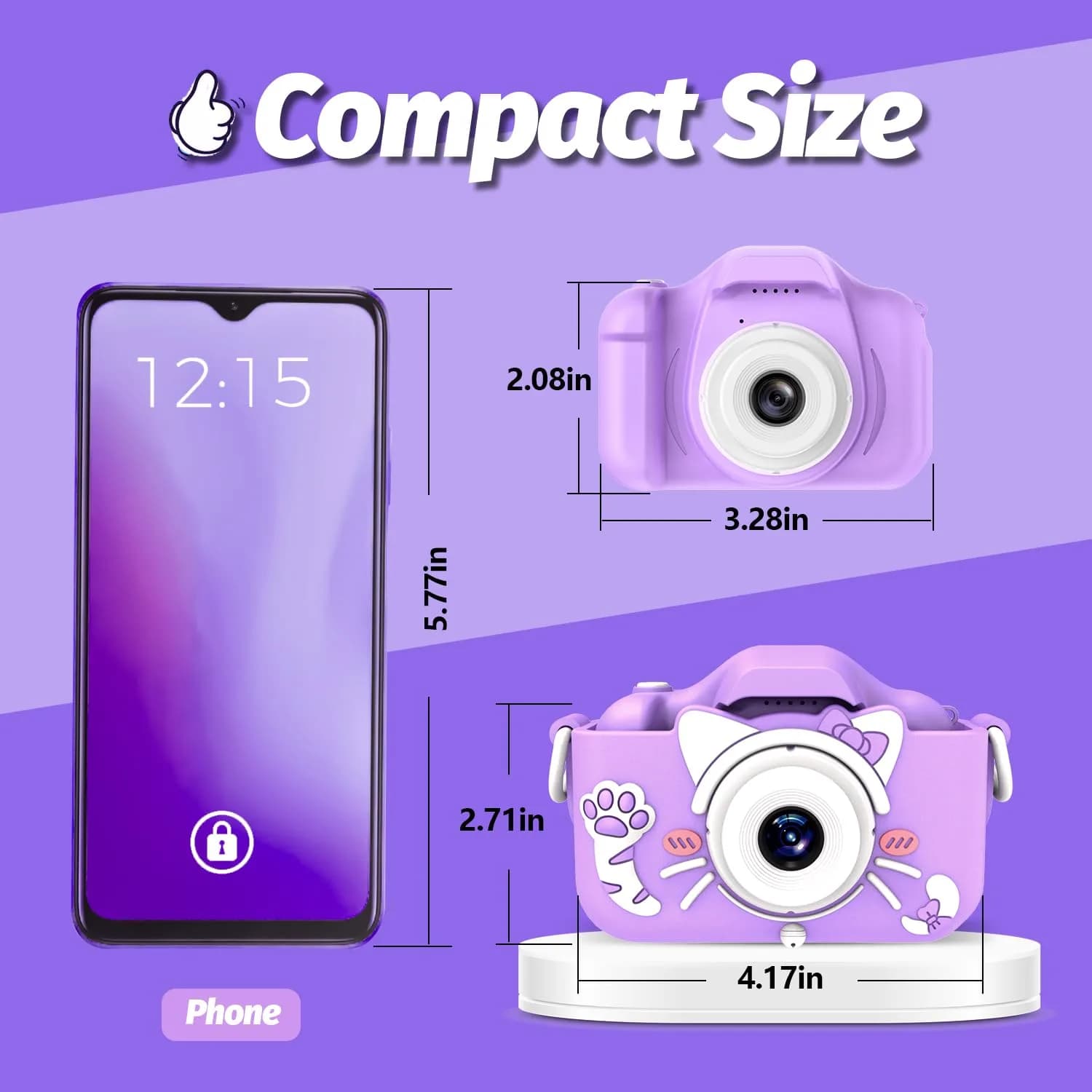 Goopow Kids Camera Toys Purple-Cat Edition for 3-8 Year Olds | Educational & Non-Toxic Digital Video Camcorder - view 2