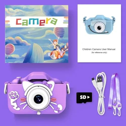 Goopow Kids Digital Camera Purple-Cat | 12MP (1440x1080) HD Video, 8x Digital Zoom, 2" LCD Screen, 32GB Card Included thumbnail 8