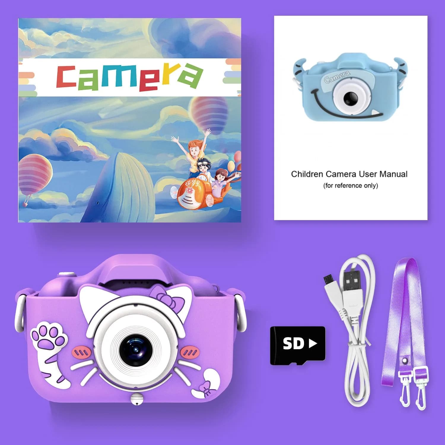 Goopow Kids Camera Toys Purple-Cat Edition for 3-8 Year Olds | Educational & Non-Toxic Digital Video Camcorder - view 8