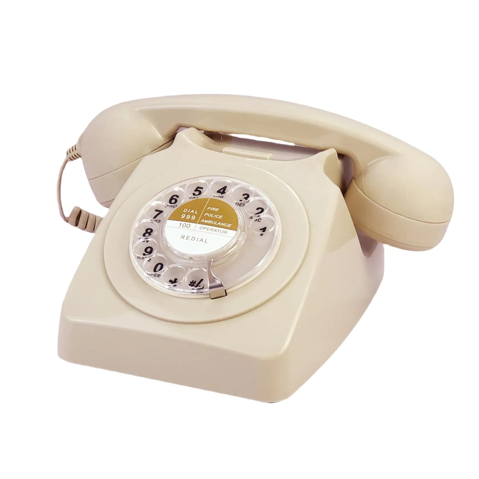 Benotek Retro Rotary Dial Telephone Ivory | Classic 1980s European Style Wired Landline Phone - main product image