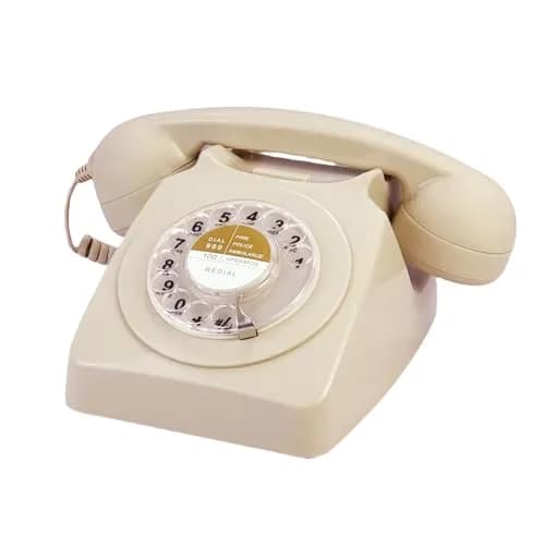 Benotek Retro Rotary Dial Telephone Ivory | Classic 1980s European Style Wired Landline Phone thumbnail 1