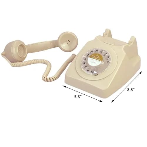 Benotek Retro Rotary Dial Telephone Ivory | Classic 1980s European Style Wired Landline Phone thumbnail 4