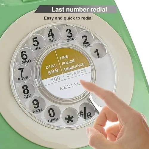 Benotek Vintage Retro Rotary Dial Landline Phone | Classic 1980s European Style, Bright Colors, Durable, Plug & Play, Ideal for Home & Office thumbnail 6
