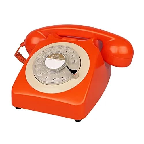 Benotek Rotary Dial Telephone Classic Metal Bell, 20.9cm (8.2in) Orange | Plug-and-Play Landline Phone with Redial thumbnail 6