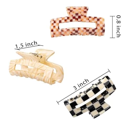 Magicsky Checkered Hair Claw Clips for Women Thick & Thin Hair, 4 Pack | Elegant & Durable thumbnail 2