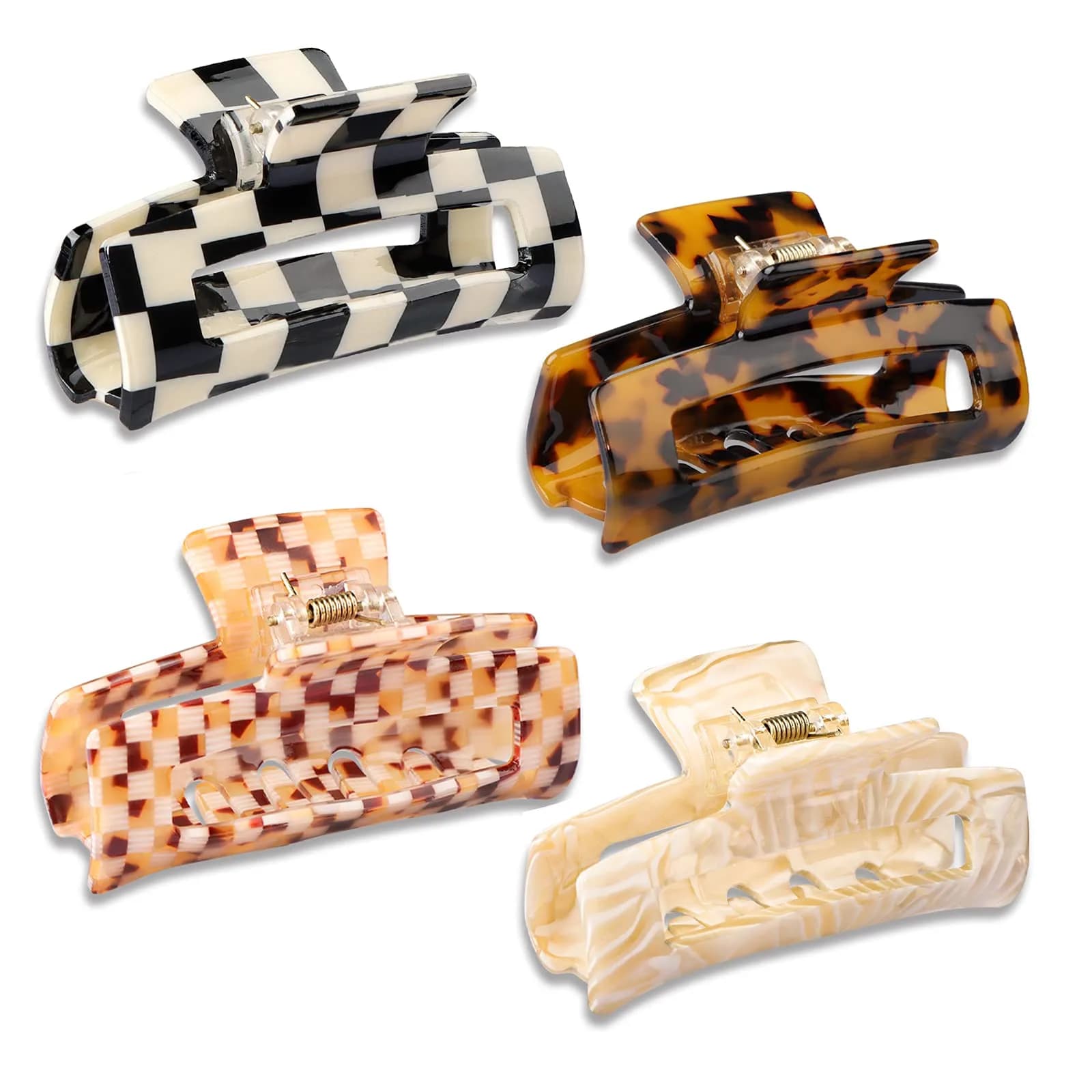 Magicsky Checkered Hair Claw Clips for Women Thick & Thin Hair, 4 Pack | Elegant & Durable - main product image