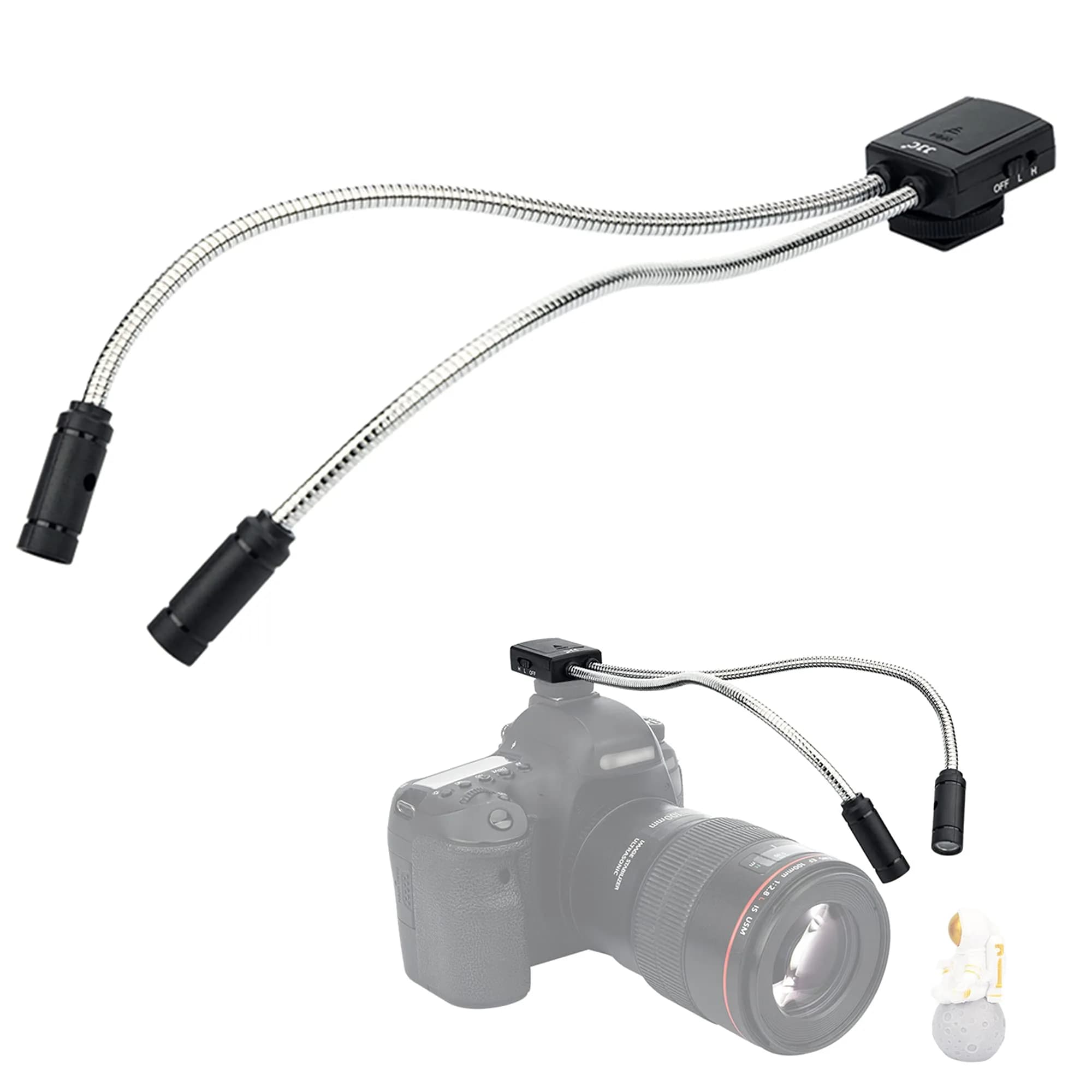 JJC 10" Long Portable Shoe-Mount LED Macro Arm Light | 26cm (10") Total Length, 23cm (9.1") Flexible Arm — 10 Inch(Battery Powered)