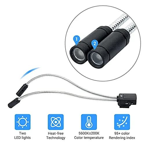 JJC 10" Long Portable Shoe-Mount LED Macro Arm Light | 26cm (10") Total Length, 23cm (9.1") Flexible Arm thumbnail 4