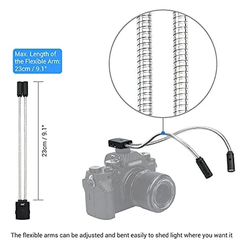 JJC 10" Long Portable Shoe-Mount LED Macro Arm Light | 26cm (10") Total Length, 23cm (9.1") Flexible Arm thumbnail 5