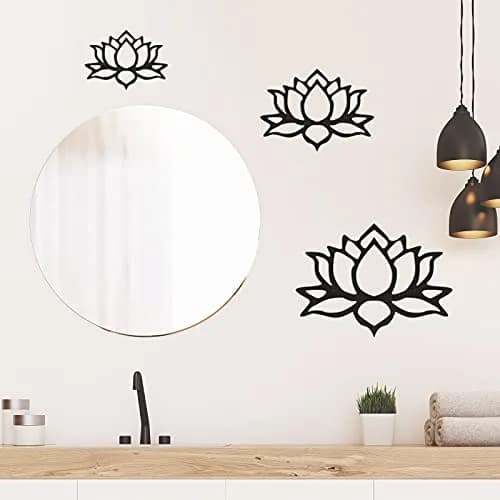 Ferraycle Black Metal Lotus Flower Wall Decor Set | 30 cm (11.8 inch) Diameter thumbnail 4