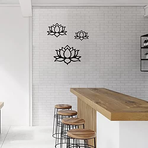 Ferraycle Black Metal Lotus Flower Wall Decor Set | 30 cm (11.8 inch) Diameter thumbnail 6
