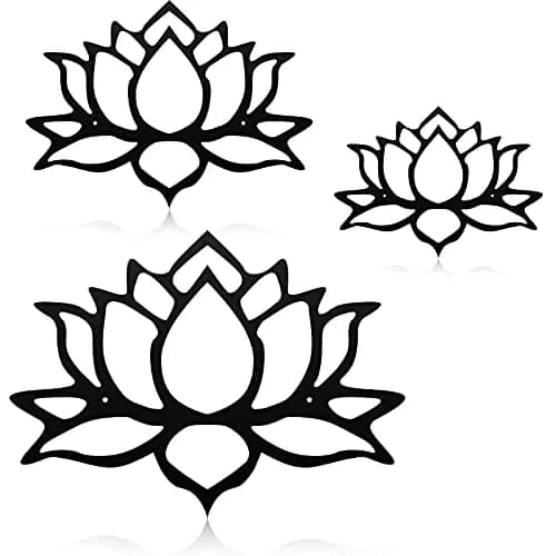 Ferraycle Black Metal Lotus Flower Wall Decor Set | 30 cm (11.8 inch) Diameter thumbnail 7