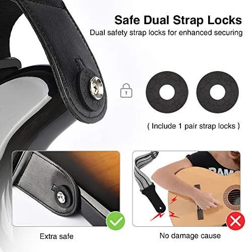 LEKATO 3" Wide Memory Foam Bass Guitar Strap 127-155cm (50"-61") | Padded, Adjustable, Pick Holder & Strap Locks thumbnail 6