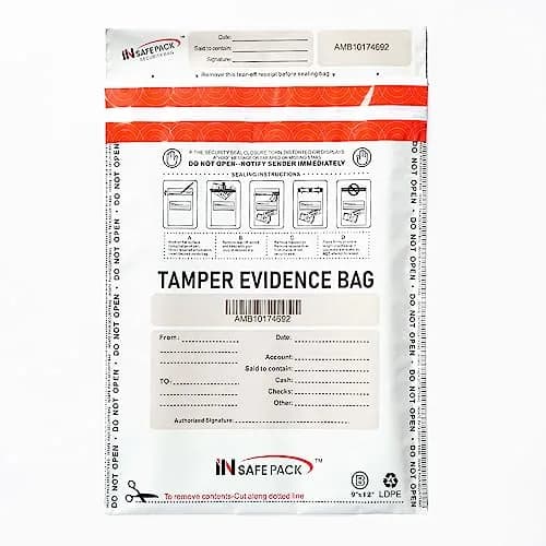 IN SAFE PACK 9"x12" Tamper Evident Deposit Bags (100 Count) | High Security Self-Seal Plastic Bags thumbnail 1