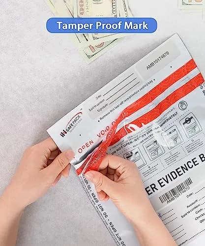 IN SAFE PACK 9"x12" Tamper Evident Deposit Bags (100 Count) | High Security Self-Seal Plastic Bags thumbnail 4