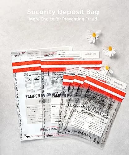 IN SAFE PACK 9"x12" Tamper Evident Deposit Bags (100 Count) | High Security Self-Seal Plastic Bags thumbnail 6