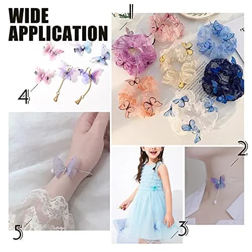 SUNNYCLUE 180pcs Fabric Butterfly Decorations 3D Organza Butterfly Wings 24-32mm | DIY Jewelry Crafts Hair Clip Decoration thumbnail 5