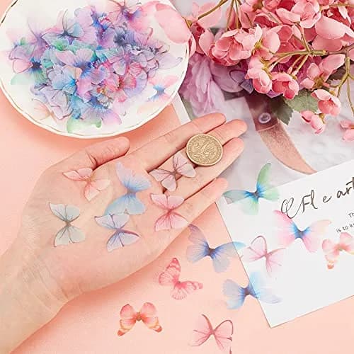 SUNNYCLUE 180pcs Fabric Butterfly Decorations 3D Organza Butterfly Wings 24-32mm | DIY Jewelry Crafts Hair Clip Decoration thumbnail 3